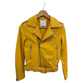 Mango Yellow leather jacket Yellow