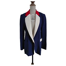 Autre Marque MODETROTTER Navy blue blazer with contrasting collar Red Blue Cream