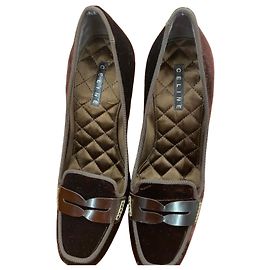 Céline Celine Samt-Loafer mit Absatz Braun