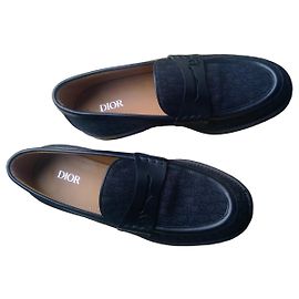 Dior Leder Loafer Schwarz mit Logo Schwarz