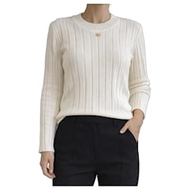 Sandro Ecru Rippstrick-Pullover Roh