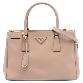 Prada Sac Galleria Double Zip Medium Saffiano Lux Rose Rose
