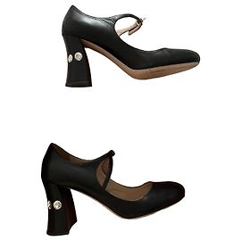 Escarpins Miu Miu en cuir noir avec strass taille 40 Noir