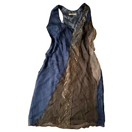 Autre Marque Robe en pure soie No-Na Marron Bleu Autre