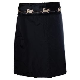 Saia de nylon preta com pele de pônei da Prada Preto