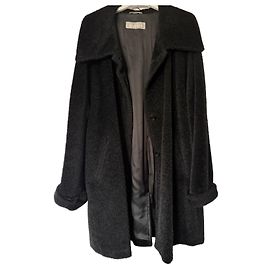 Max Mara black wool and alpaca coat Black