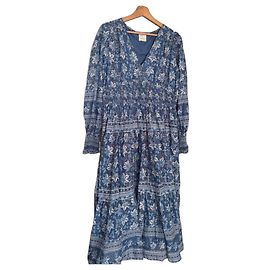 SéZane Vestido largo estampado azul Sezane Blanco Azul