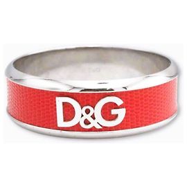 Bracelete icônico DOLCE & GABBANA em couro vermelho com efeito de réptil e aço Prata Vermelho