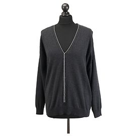 Brunello Cucinelli Strickpullover aus Cashmere Dunkelgrau Grau Anthrazitgrau
