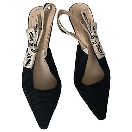 Christian Dior Black Cloth Heels Black