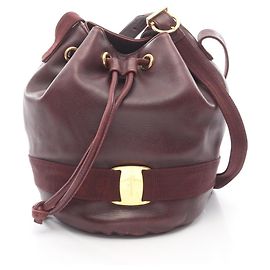 Bolsa de Ombro Vara Ribbon da Salvatore Ferragamo Bordeaux