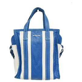 Bolsa de ombro e tote em couro Balenciaga Bazar Shopper XS Branco Azul