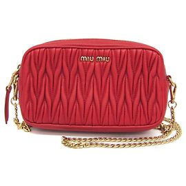Miu Miu Matelasse Chain Shoulder Mini Bag Red