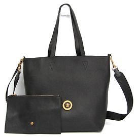 Versace Medusa Leather Shoulder Bag Black