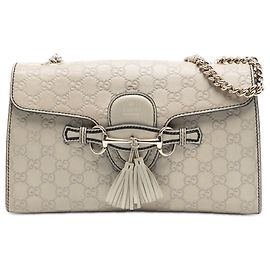 Borsa a spalla Gucci Guccissima Emily media bianca Bianco Bianco sporco
