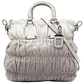 Prada Graue Nappa Gaufre Ombre Handtasche Braun Grau