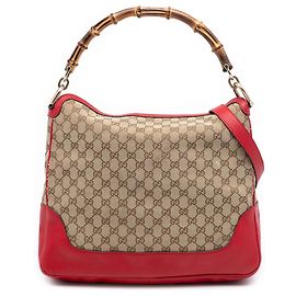 Bolso Diana de lona GG marrón con bambú Gucci Castaño Otro