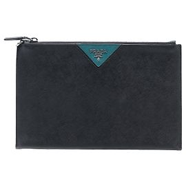 Prada Schwarze Saffiano Clutch Schwarz