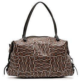 Salvatore Ferragamo Ferragamo Brown Gancini Coated Canvas Tote Brown