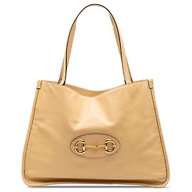 Bolsa Tote de couro marrom médio Horsebit 1955 da Gucci Marrom Bege