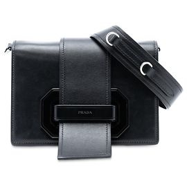 Bolsa transversal em couro de bezerro preto Plex Ribbon da Prada Preto