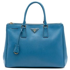 Prada Grand Sac Galleria Double Zip Saffiano Lux Bleu Bleu