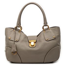 Sac à épaule Prada en vitello daino gris Marron Gris anthracite