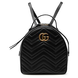 Gucci Schwarzer kleiner GG Marmont Matelassé Leder Rucksack Schwarz