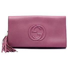 Clutch Disco Soho em couro rosa Gucci Rosa Outro