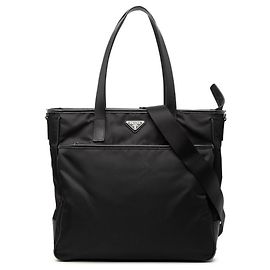 Bolsa tote/sacola de ombro com logo triangular Prada Preto