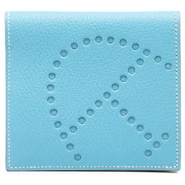 Hermès Hermes Evelyne Billfold Bifold Wallet Blue Light blue