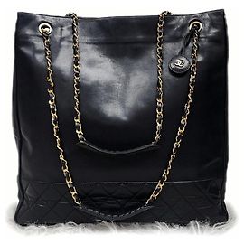 Chanel tote vintage en cuir  noir Noir