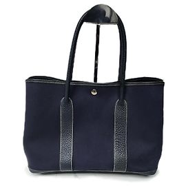 Bolsa Tote de Couro Garden Party da Hermès Azul marinho
