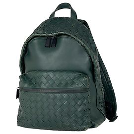 Mochila de cuero verde Intrecciato de Bottega Veneta Verde