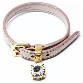 Pulseira de couro e cristal Miu Miu Rosa