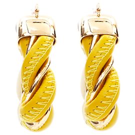 Brincos de triângulo em couro e prata 925 dourada Bottega Veneta Dourado Amarelo