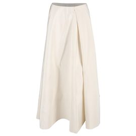 Gonna Maxi Plissettata in Seta Bianca Carolina Herrera Bianco Crudo