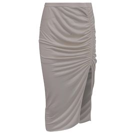 Rick Owens Lilies Ruched Midi Skirt in White Viscose White Cream