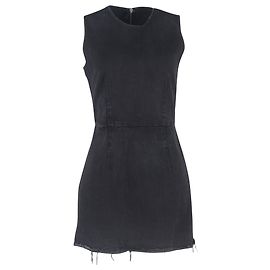 Abito mini in denim con orlo grezzo in cotone nero Alexander Wang Nero