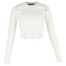 Langarm-Cropped-Top aus weißer Viskose mit Schnürung an den Schultern von Proenza Schouler Weiß