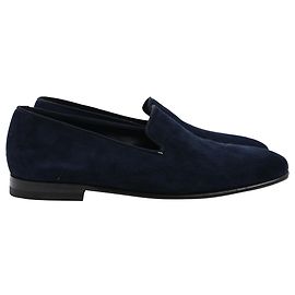 Manolo Blahnik Mario Loafers in Navy Blue Suede Blue Light blue
