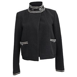 Chanel 14C Tweed Blazer with Pockets in Black Wool Black