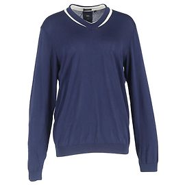 Hugo Boss Suéter de cuello en V de algodón azul marino Boss Azul Azul marino