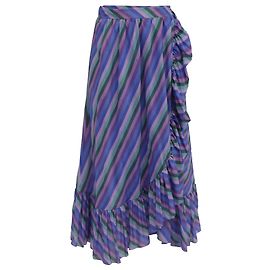 Zimmermann Poppy Rüsch Midi-Rock aus blauer Baumwolle Blau