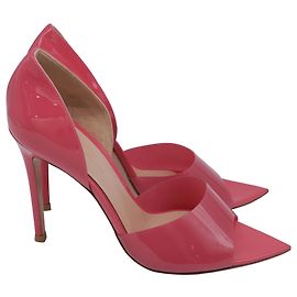 Gianvito Rossi Bree Pointed-Toe Sandal Heels in Pink PVC and Leather Pink