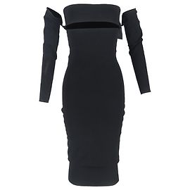 Autre Marque Abito midi nero in viscosa con dettagli a taglio e spalle scoperte Alexander McQueen Nero