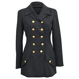 Chanel Boutique Double-Breasted Peacoat in Black Wool Black