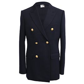 Céline Celine Camden Jacket in Navy Blue Wool  Blue Navy blue