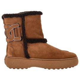 Tod's Kate Shearling Boots in Brown Suede Brown Red