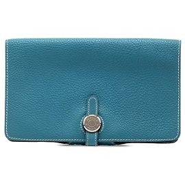 Hermès Togo Dogon Long Wallet Blue